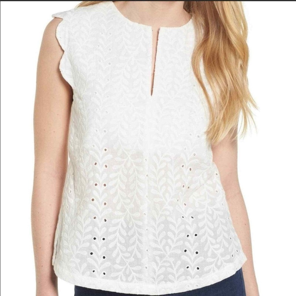 Bishop + Young Eyelet Scallop Edge Shell Top